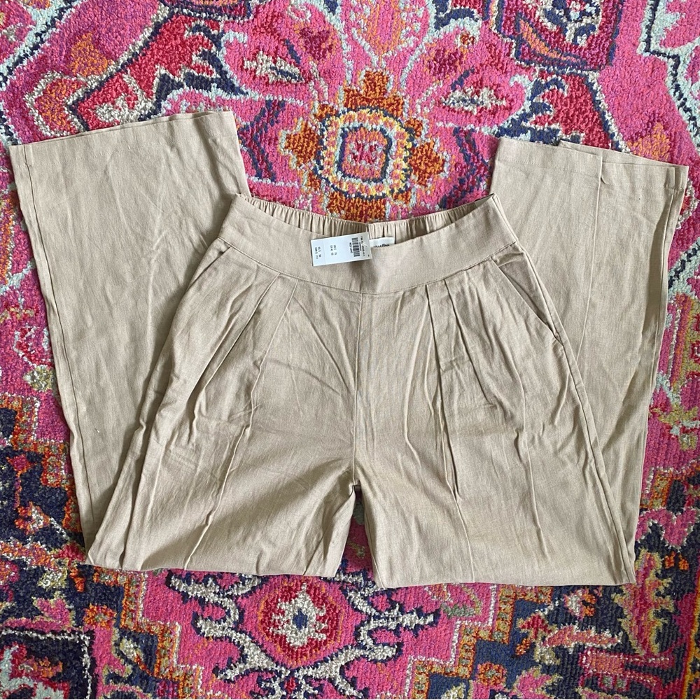 Abercrombie Linen Blend Wide Leg Pant- Medium Long